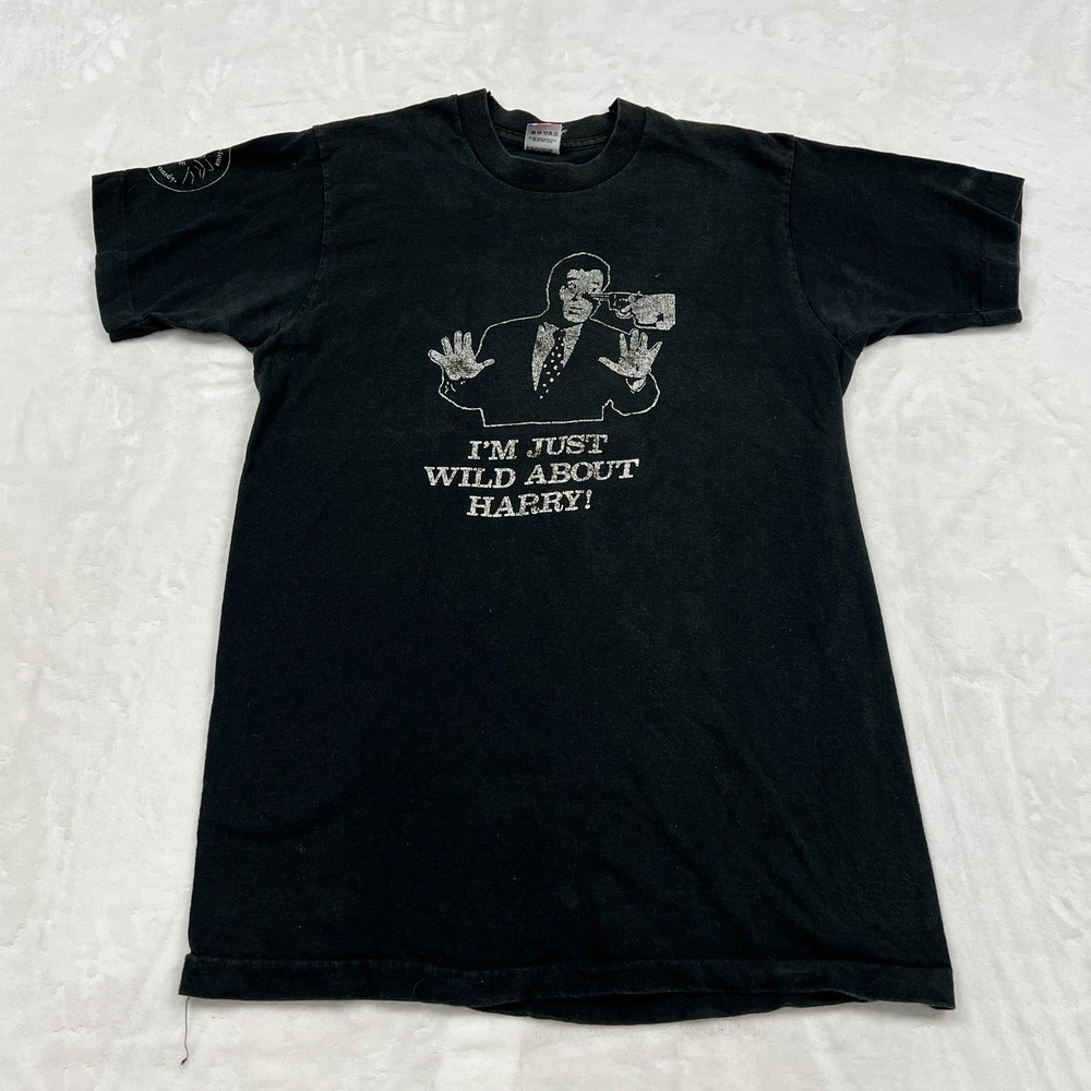 Fruit of the Loom Graphic T-Shirt Mens L Black Harry Houdini Single Stitch 90s